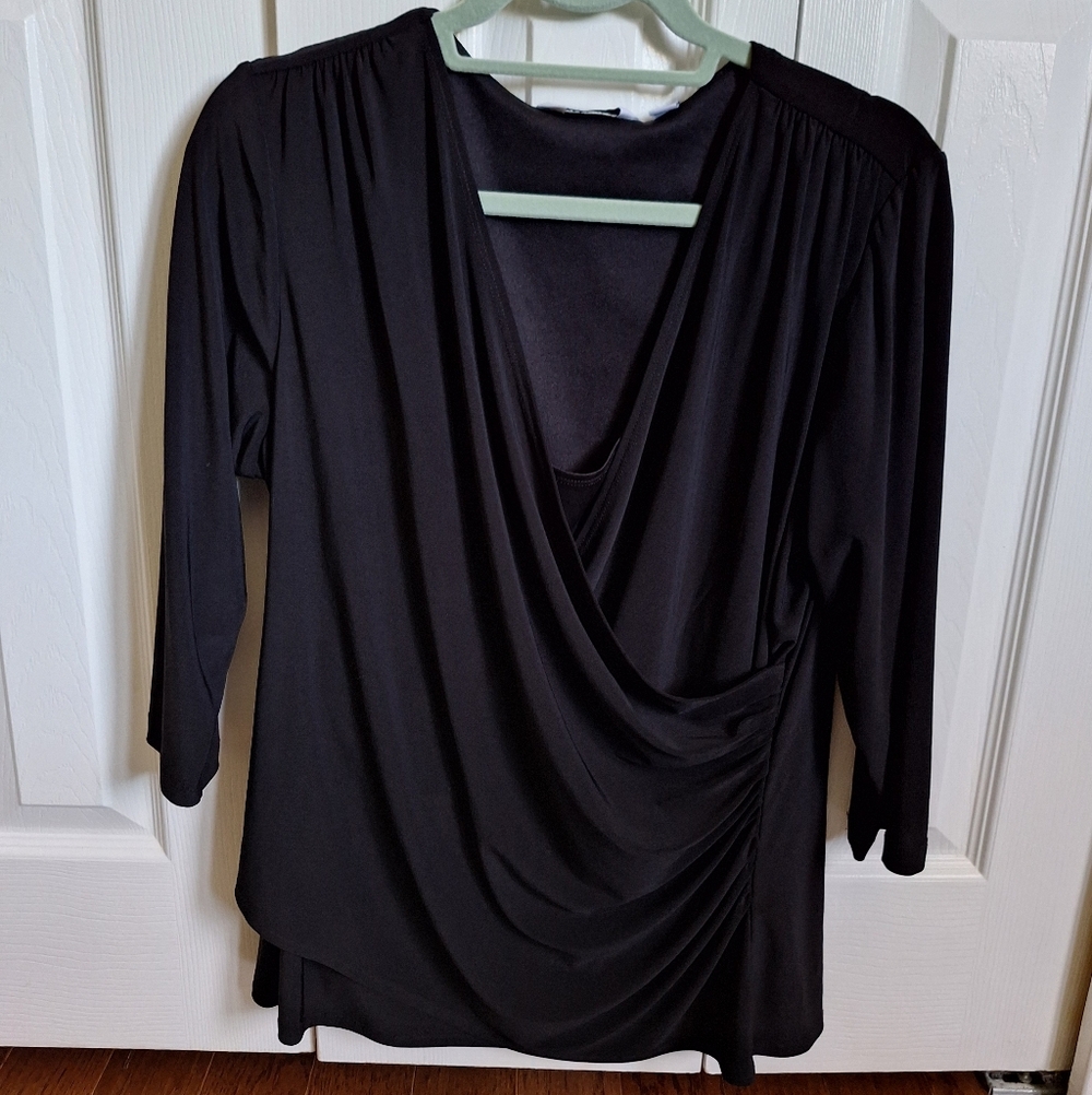 Susan Graver Black Drape Top